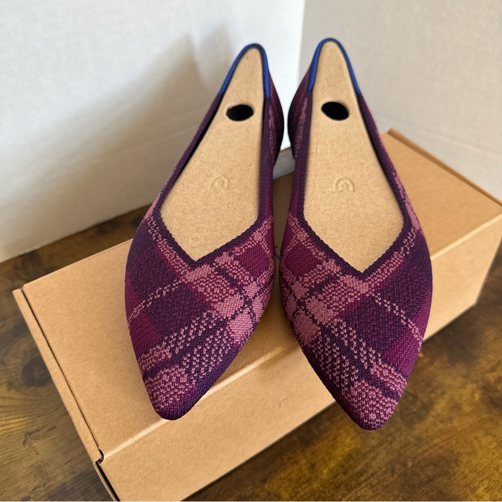 Rothy’s Women’s The Point II Flat Size 7.5 Purple Plaid MSRP $149 NEW Rare - Picture 7 of 7